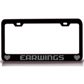 Custom Brother - EARWINGS w/Heart Metal Car SUV Truck License Plate Frame Holder Bl u61