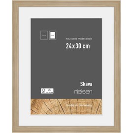 nielsen Skava Wooden Oak Photo Frame with Mount 24 x 30 cm Portrait & Landscape Hanging Real Glass
