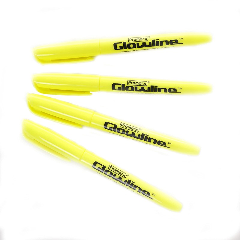 Promarx Glowline Pocket Highlighter Sticks, Yellow, 4 Count