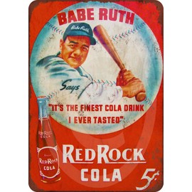 Wisesign Tin Sign, 8 x 12 Retro Wall Decor Babe Ruth Red Rock ColaVintage for Man Cave Bar Room Shop Metal Signs Vintage