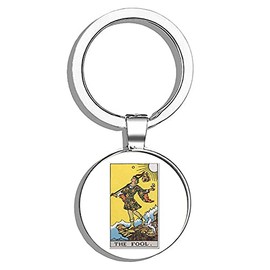 HJ Media Tarot Card The Fool Metal Round Metal Key Chain Keychain Ring