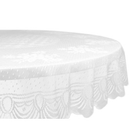 DII Home Essentials 100% Polyester Table Cloth Machine Washable Shabby Chic Vintage Style 63" Round Floral Lace