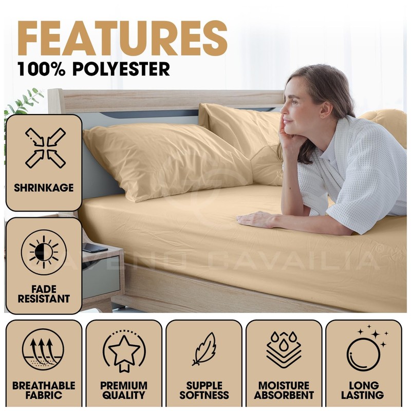 Super Soft King Size Fitted Sheets, Luxury Polyester 25 CM