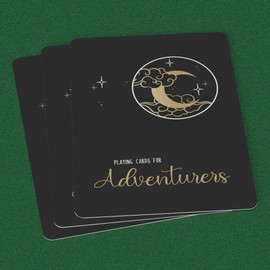 Journo Black Monochrome 52-Card Deck Playing Cards, Cool Astrology Themed 52 Card Poker Deck, Unique Travel Bridge Deck Playing Cards, Travel Games (Moon)