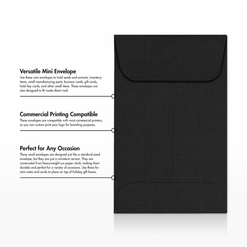 LUXPaper #1 Coin Envelopes in 80 lb. Black Linen, Envelopes