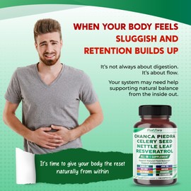 PEAKPURY Premium All-in-1 Chanca Piedra, Celery Seed, Nettle Leaf & Resveratrol – Supports Fluid Balance & Antioxidant Cell Protection – Made in The USA – 150 Capsules