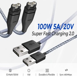 Garmin Watch Charger Cable[2-Pack,3.3ft], Fast Speed Charging Cord for Garmin Fenix 5 5S 5X 6 6S 6X 7 7S 7X, Forerunner 945 45 45S 245, Venu 2 2S Plus, Approach S10 S40 G12 S12,Vívoactive 3 4 4S