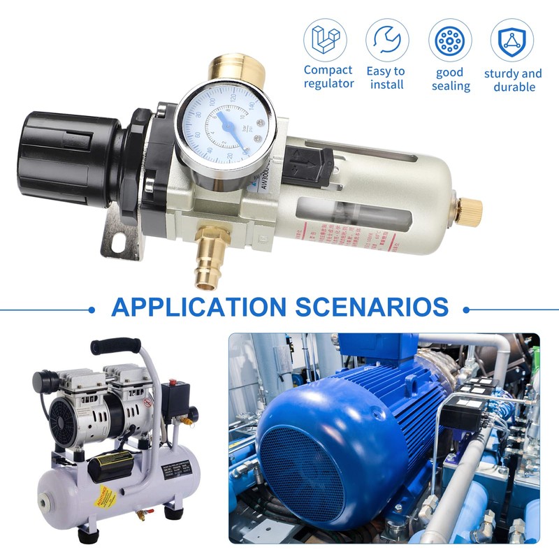 SWAWIS Pressure Regulator Compressed Air Water Separator Compressed Air 3/8