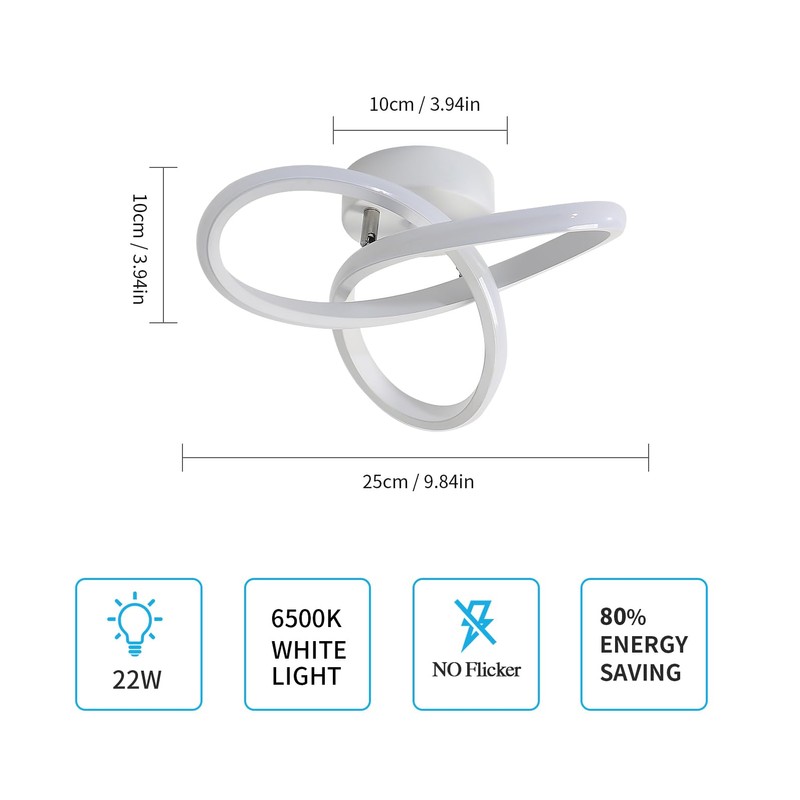 Goeco Modern LED Ceiling Light, 22 W 2500 LM White