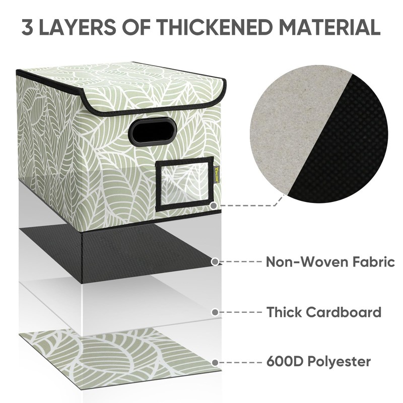 BALEINE File Organizer Box with Lid, Collapsible File Folder Organizer