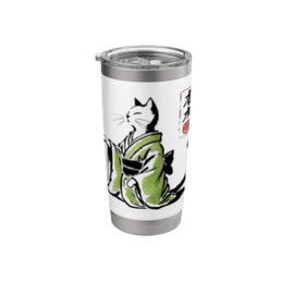 Japanese Kimono Cat Japan Traditional Mom Dad Kids Stainless Steel Insulated Tumbler