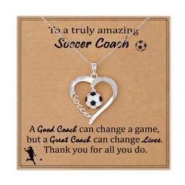 Lydow Soccer Coach Necklace Gifts for Teen, Stuff Accessories Jewelry Players Team Sport Ornament Coach Birthday Christmas Decor Gear Things Women Mom 8-12 12-14 Her