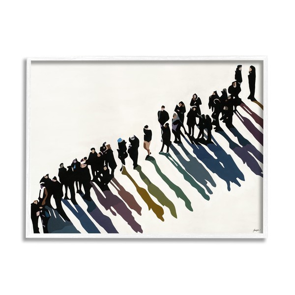Stupell Industries People Walking in Line Rainbow Tone Shadows, Designed