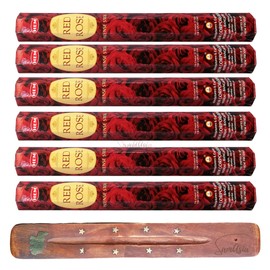 HEM Incense sticks | Pack of 6 | with SAMASIA incense stick holder for Aromatherapy, Incense Spa, Yoga, Meditation, Healing, Spirituality and Relaxation (Red Rose)