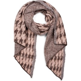 styleBREAKER 01017135 Women's Web Scarf with Pepita Houndstooth Pattern in Asymmetric Shape, Warm Winter Soft, Stole, Rose grey