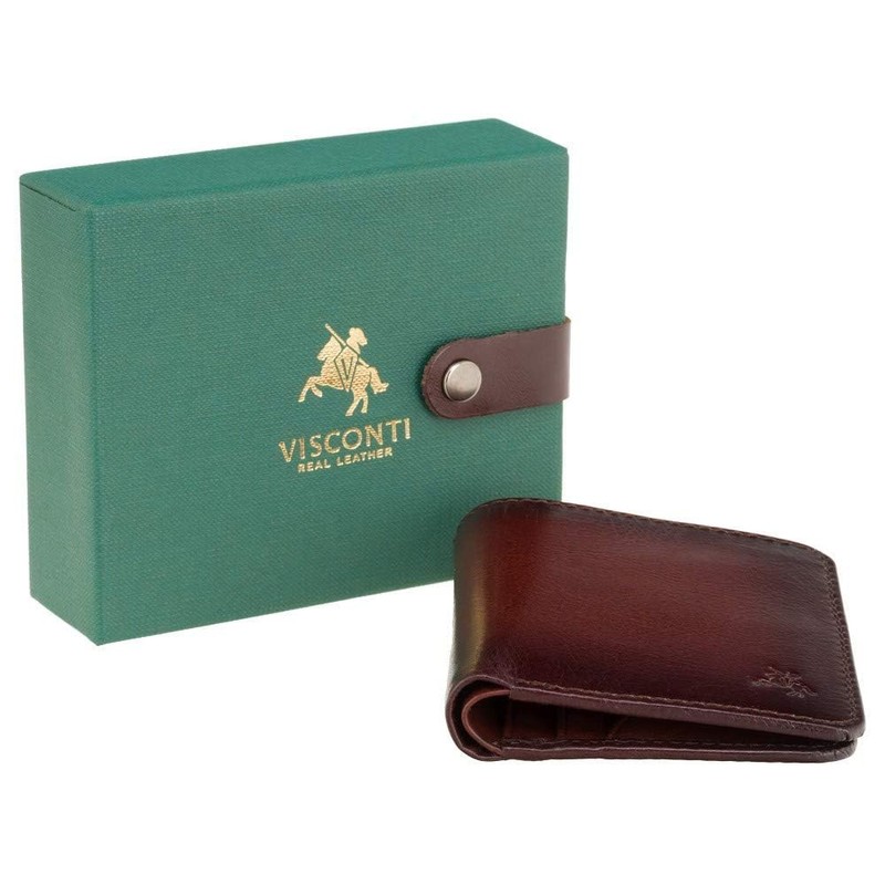Visconti RFID Protection Atelier Mens Burnished Tan Leather Wallet 'David'
