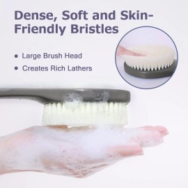 Vanzavanzu Body Brush Back Scrubber 17 in Never Mold Back Brush Long Handle for Shower Ex