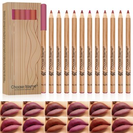 HAMKU 12 lipliner set Farben Schlankes Lippenkonturenstifte Set,Longwear Smooth Lip Pencil Cremiger Lip Liner Stift Matter Lippenstift wasserfester Lippenstift,Hochpigmentiertes natürliches Lippen