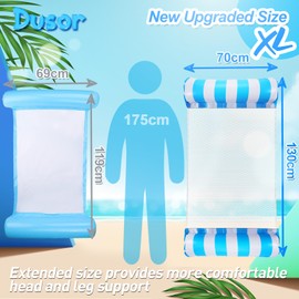Dusor Air Mattress Pool Accessories 2 Pieces, XL Air Mattress Water Hammock, Inflatable Pool Toy, Water Hammock 4 in 1, Air Mattress Pool Adults, Water Toy for Adults and Children