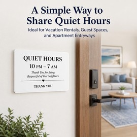 Quiet Hours Homestay Acrylic Sign: Full Back Adhesive Acrylic Wall Sign