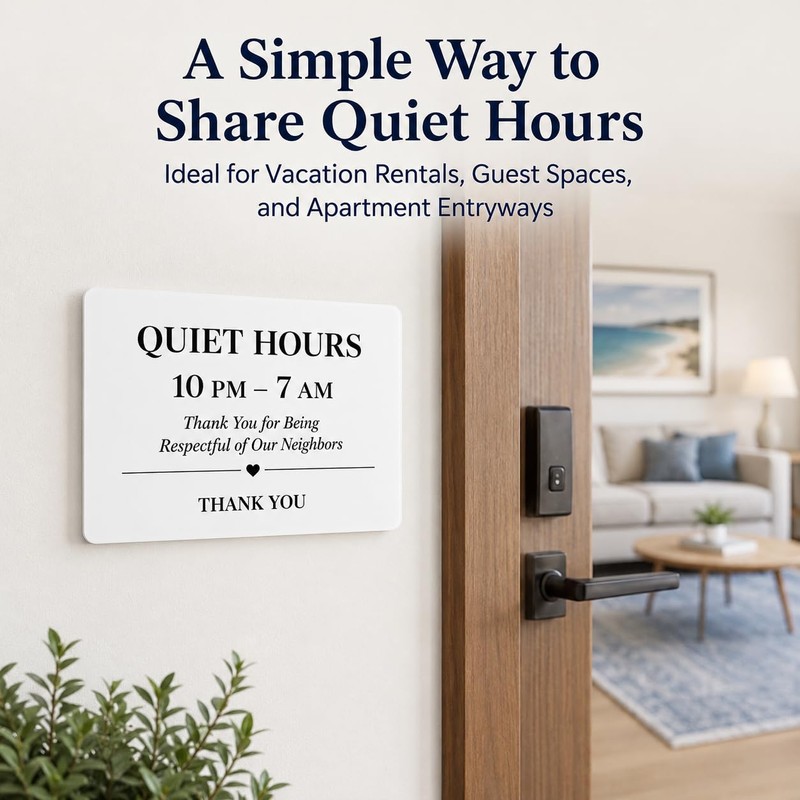 Quiet Hours Homestay Acrylic Sign: Full Back Adhesive Acrylic Wall