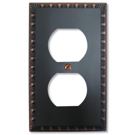 Amerelle Egg & Dart Single Duplex Cast Metal Wallplate in Aged Bronze
