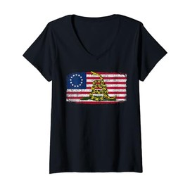 Womens Gadsden flag American V-Neck T-Shirt