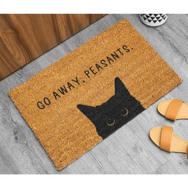 Go away, Peasants Cat door mat Funny cat doormat welcome doormat Cat doomats - Size: Medium (Standard Size) 18" x 30"