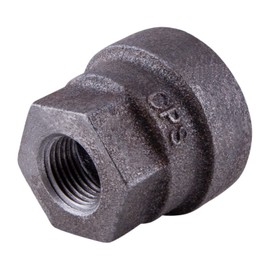 Supply Giant CTD334H 1" x 1/2" Cast Iron Threaded Hex Reducing Coupling for Industrial Piping or DIY Projects with Black Finish