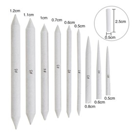 12 Stücke Sortierte Größe Papierwischer Blending Stümpfe und Tortillionen zum Zeichnen und Skizzieren mit 2 Stück Weißer Radiergummi
