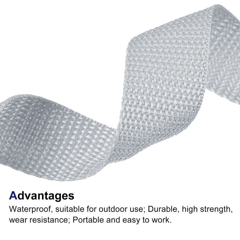 MECCANIXITY Lightweight Polypropylene Webbing Strap 1" 10 Yards Silver Grey