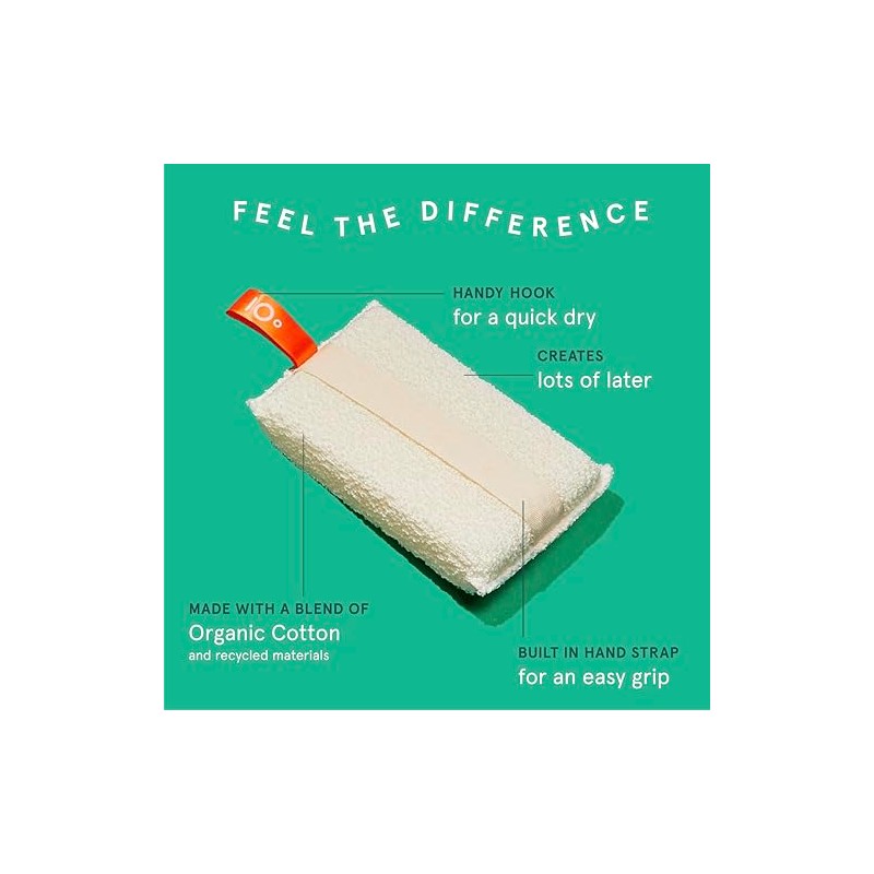 Care by Cleanlogic Organic Cotton Exfoliating Body Scrubber, Natural, 3