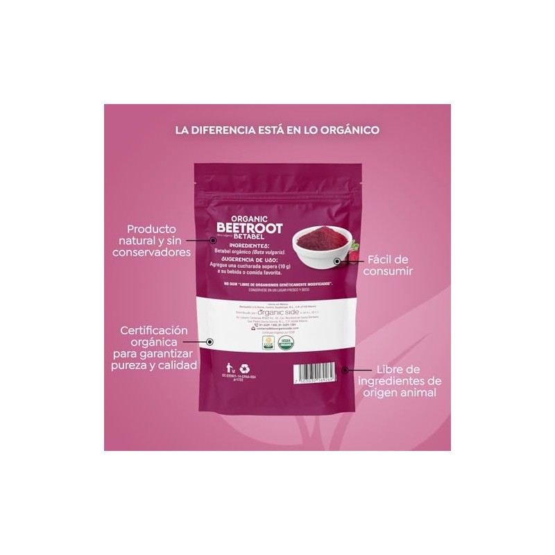 Organicside - Betabel en Polvo Orgánico (Beetroot) 100 g -