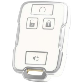 YALNORVA for GMC Key Fob Cover, Key Fob Case Cover Fits for Chevy ColoradoSilverado 1500 2500HD 3500HD Suburban Tahoe GMC Canyon Sierra Denali Car Accessories Smart Key Holder,Silver White