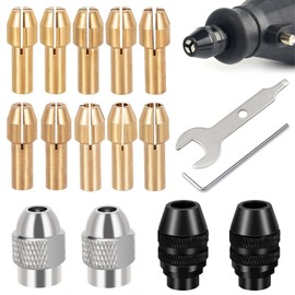 FZYCOM 16 Piece Drill Chuck Holder Set, Drill Chuck Set Compatible with Dremel, Drill Chuck Adapter 4486 Quick Change Drill Chuck 4485 Brass Collet for Dremel 4000, Electric Grinder