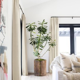 100% Blackout Shield Linen Blackout Curtains 96 Inches Long 2 Panels Set, Clip Rings/Rod Pocket Blackout Curtains, Black Out Curtains & Drapes for Bedroom, 50 inches Wide Each Panel, Buttercream