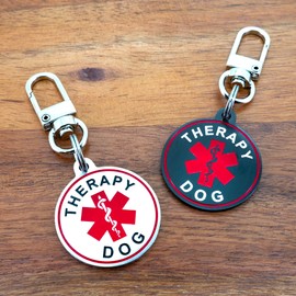 Service Dog ID Tag for Small & Large Dogs - Emotional Support ESA Medical Alert Collar Accessory - Durable Stainless Steel Service Animal Tag - Classic Therapy Dog Service Tag in Black Small