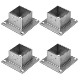 4 PCS 2" Square Post Flange Base, 304 Stainless Steel Deck Rail Mount Bracket for Floor Fence or Deck
