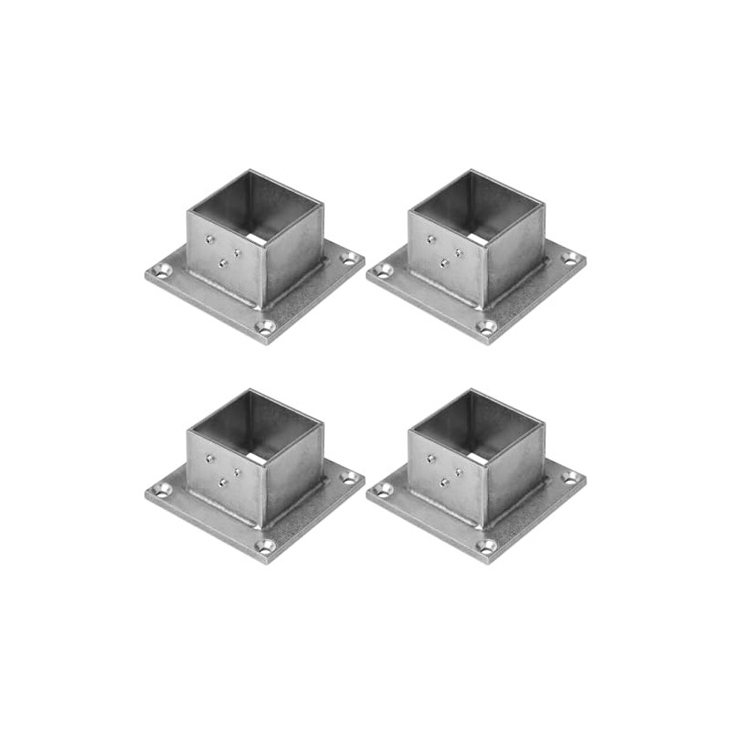 4 PCS 2" Square Post Flange Base, 304 Stainless Steel
