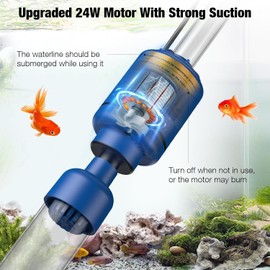 bedee Aquarium Vacuum Gravel Cleaner 6 in 1 Multifunctional 24W Waterproof Fish Tank Gravel Cleaner Vacuum for Water Changer, Sand Wash Algae Cleaner Water Shower and Water Circulation