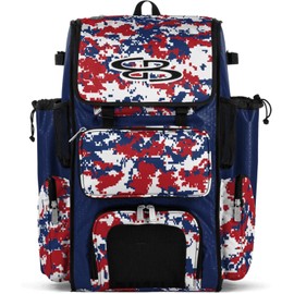 Boombah Superpack Bat Pack - Backpack Version (no wheels) - BPSPCMC23 Digital Camo Royal/Red