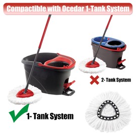 Mop Replace Head, 4 Pack Spin Mop Replacement Head for Ocedar Easywring 1-Tank System, Easy Cleaning, Microfiber, Machine Washable