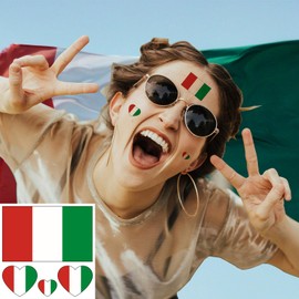 100pc Italian Flag Tattoo Stickers, 25-Sheet IT Italy National Flags Face Temporary Tattoo Adult, Patriotic Small Italian Flag Fake Tattoo for Men Women Kid Party Decoration