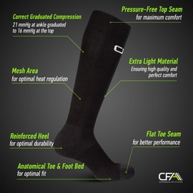 High Quality Bamboo Compression Socks for Men and Women, Superior Wearing Comfort, Flat Toe Seams, Reduce the Risk of Swollen, Painful and Tired Legs. Made in EU, black, l