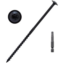 LIONMAX Lag Screws 6 Inch, Structural Wood Screw #14 x 6, 100-PCS Heavy Duty Construction Screw, Rust Resistant, Washer Head, Black Coated Exterior Wood/Lag/Timber Screws, Star Drive with Bit