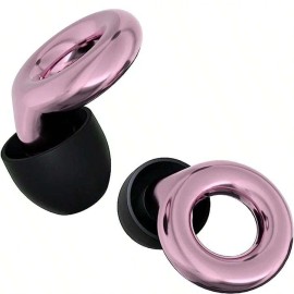 Molliwater New Blush Pink Circle Round Metallic Ear Plugs With Case Silicone Concert Tips