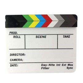 Gearmax® Acryl Bunte Klöppel Bord Direktor TV Film Movie Cut Action Szene Schnitt Clapper Board Slate Clapboard Schindel mit Bunten Streifen