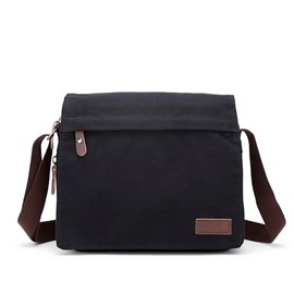 Sechunk Vintage Style Small Canvas Shoulder Bag for Men & Women, for Outdoor, Camping, Travel, Work, Daily Use, G_black
