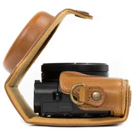 MegaGear "Ever Ready" Protective Leather Camera Case, Bag for Sony Cyber-shot DSC-HX90V Digital Camera (Light Brown)