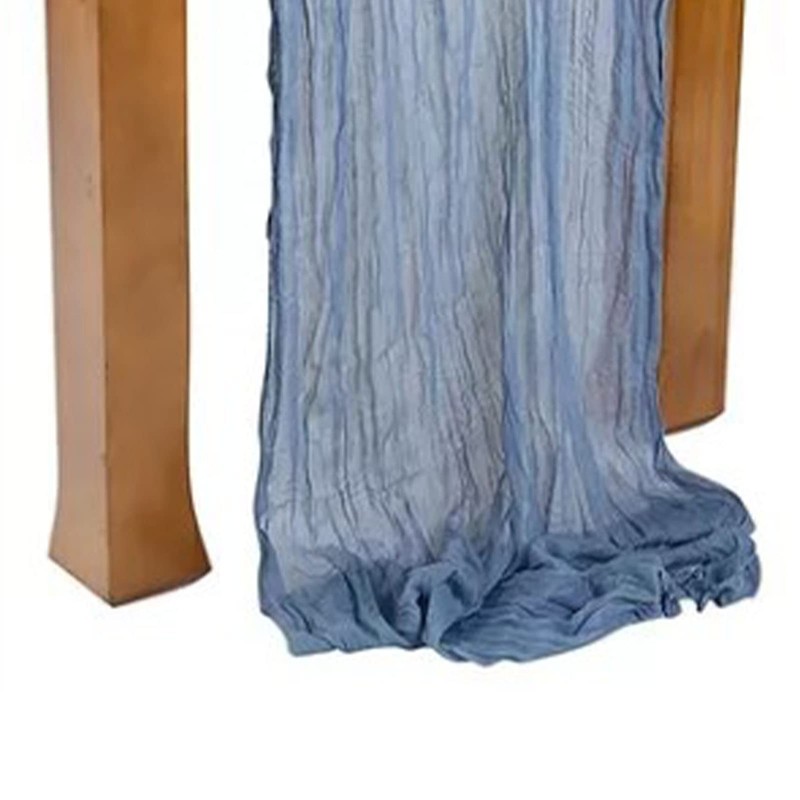 Blue Bohemian Style Table Runner, Polyester Table Cloth, Wrinkle Gauze,